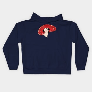 woman in hat retro Kids Hoodie